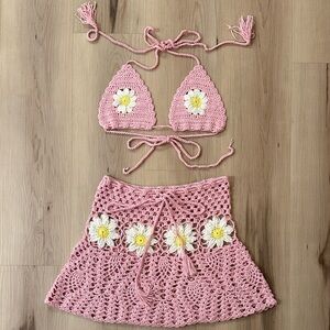 Dolls Kill Sweet Daisy Chaser Crochet Skirt Set